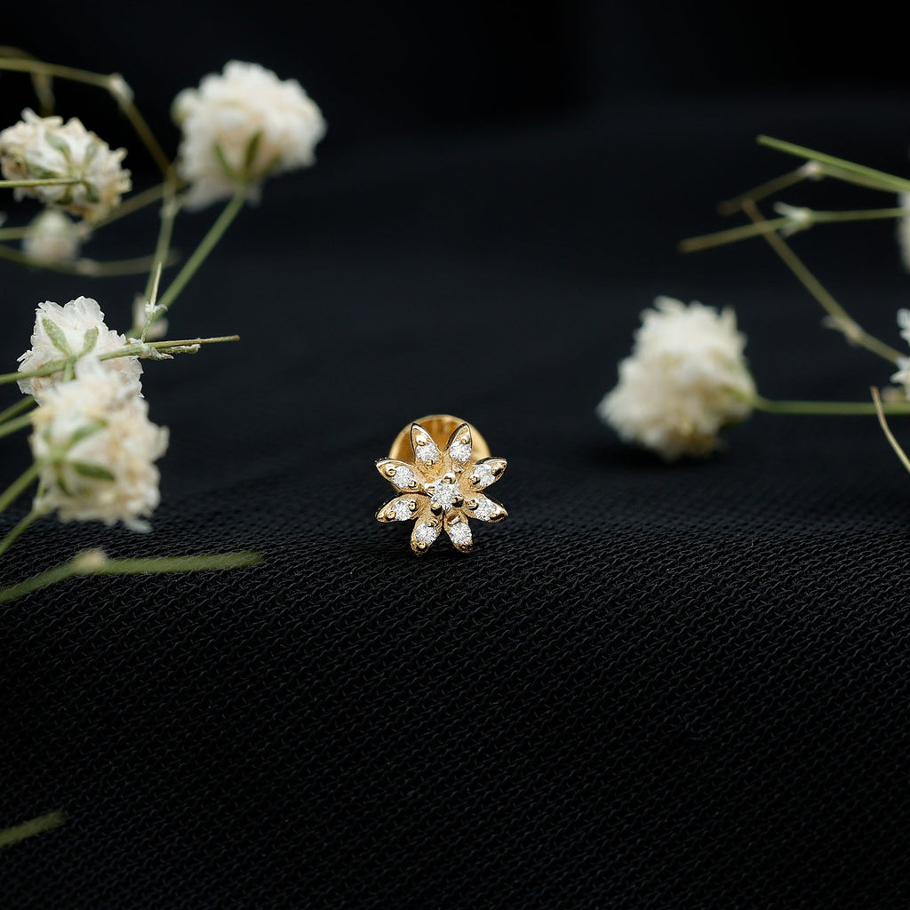 Flower Diamond Nose Ring Stud for Women