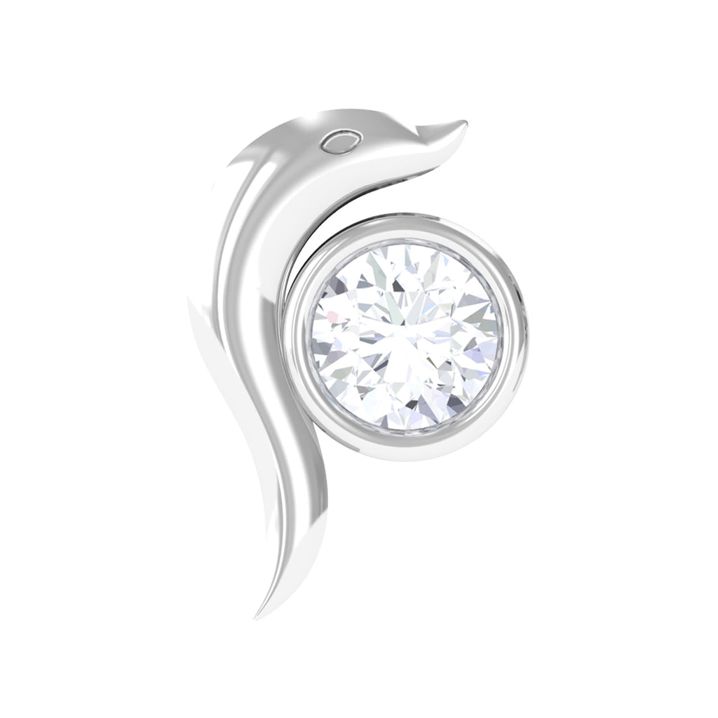 Bezel Set Round Diamond Dolphin Nose Ring