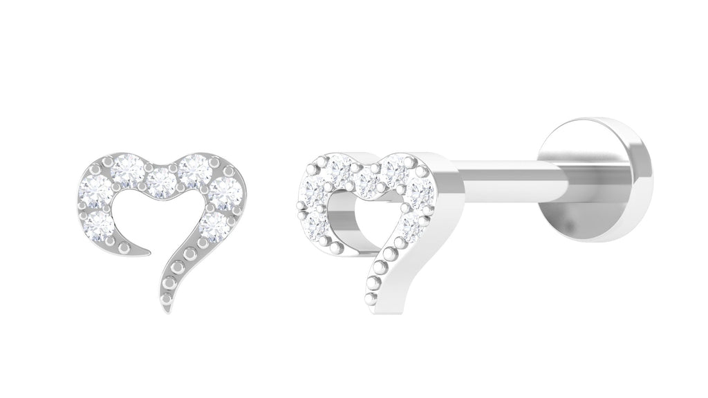 Round Shape Natural Diamond Heart Nose Pin