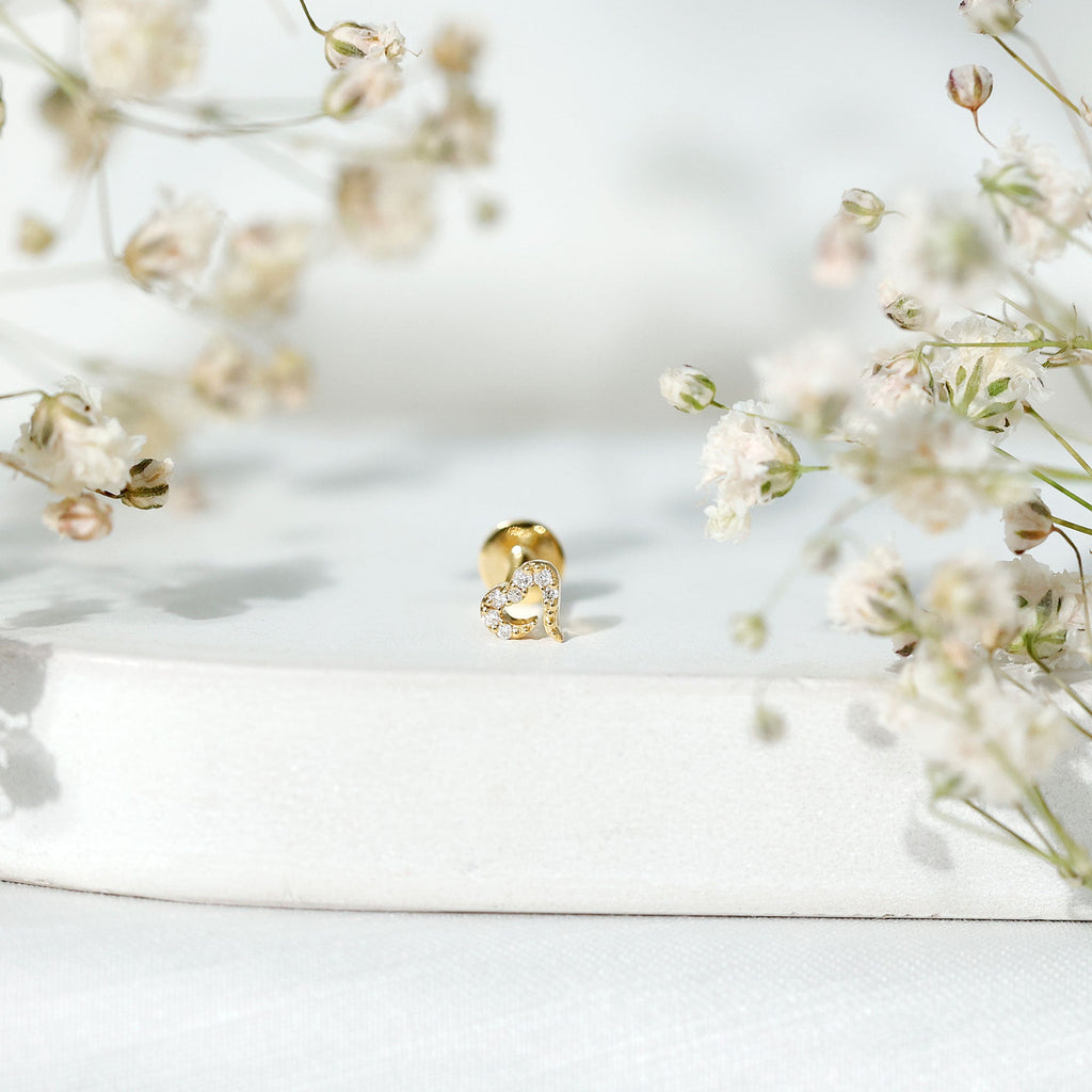 Round Shape Natural Diamond Heart Nose Pin