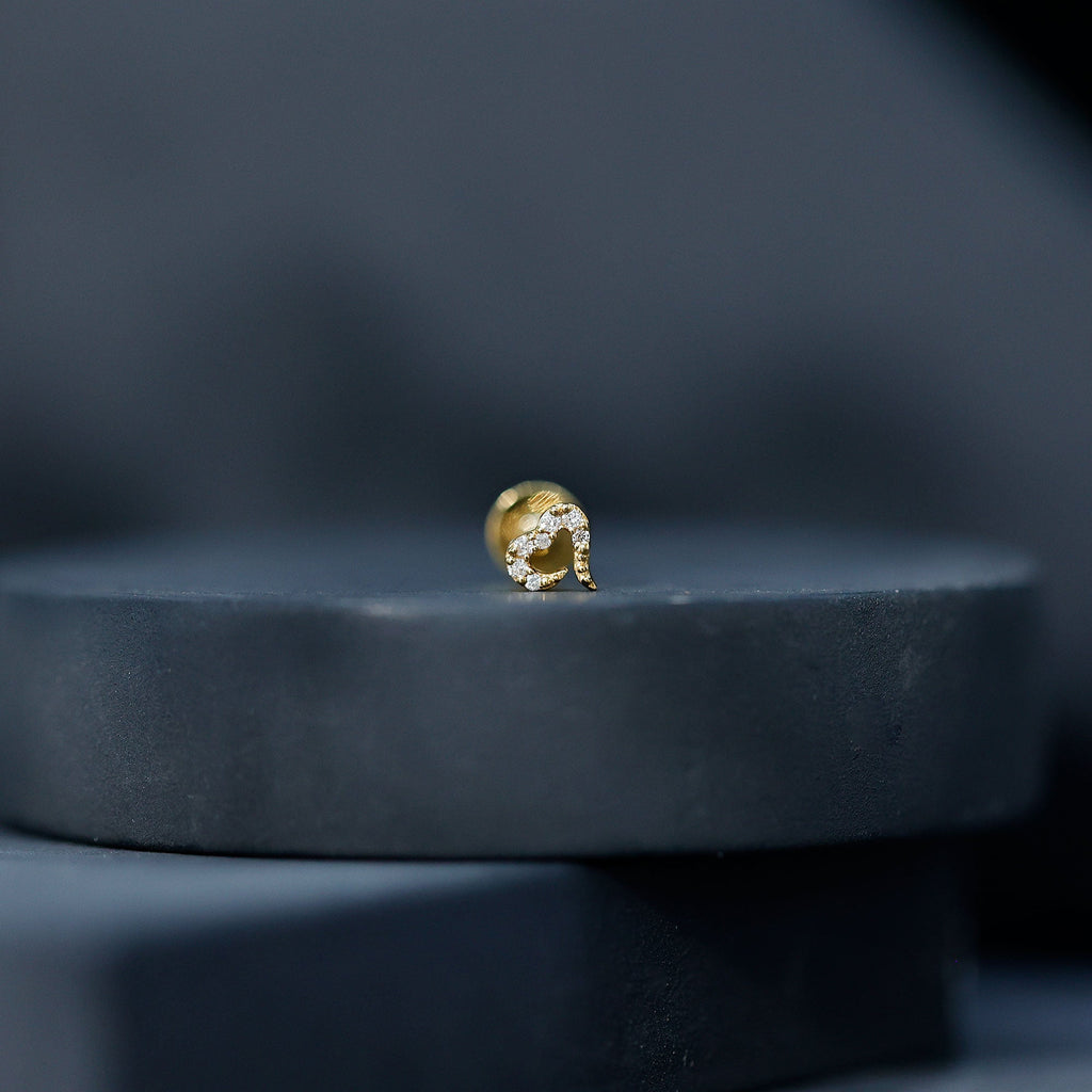 Round Shape Natural Diamond Heart Nose Pin