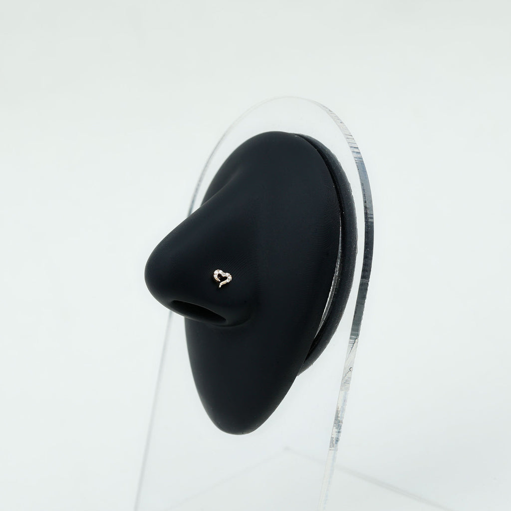 Round Shape Natural Diamond Heart Nose Pin