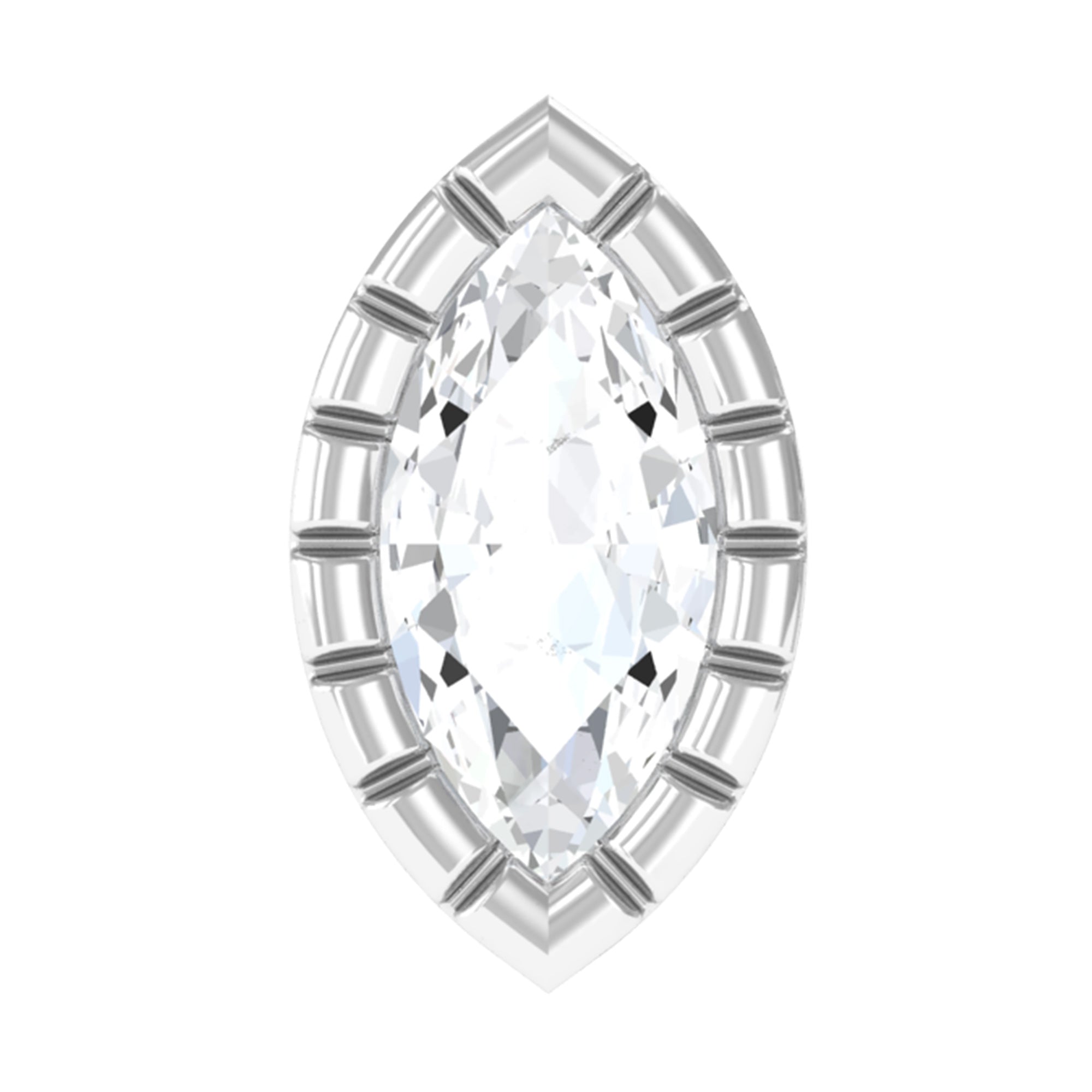 Marquise Diamond Simple Nose Stud in Bezel Setting