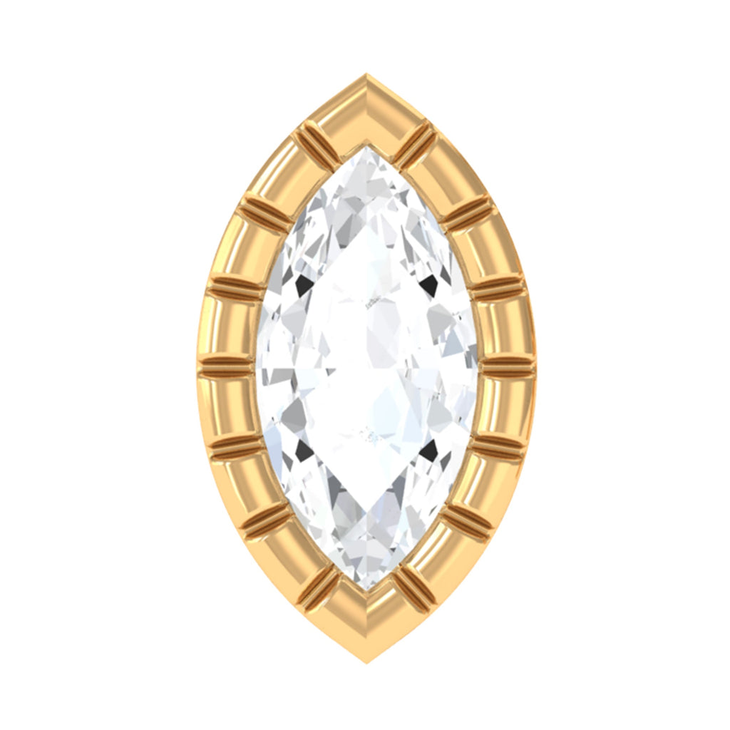 Marquise Diamond Simple Nose Stud in Bezel Setting