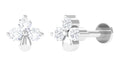Natural Diamond 3 Stone Flower Nose Pin