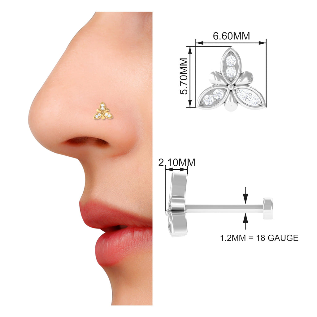 Simple Diamond Flower Nose Stud for Women