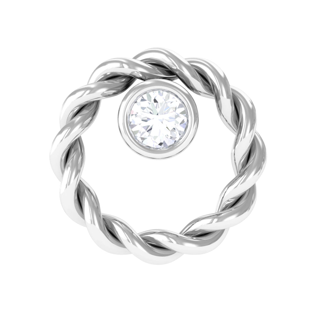 Bezel Set Round Diamond Nose Pin with Twisted Rope