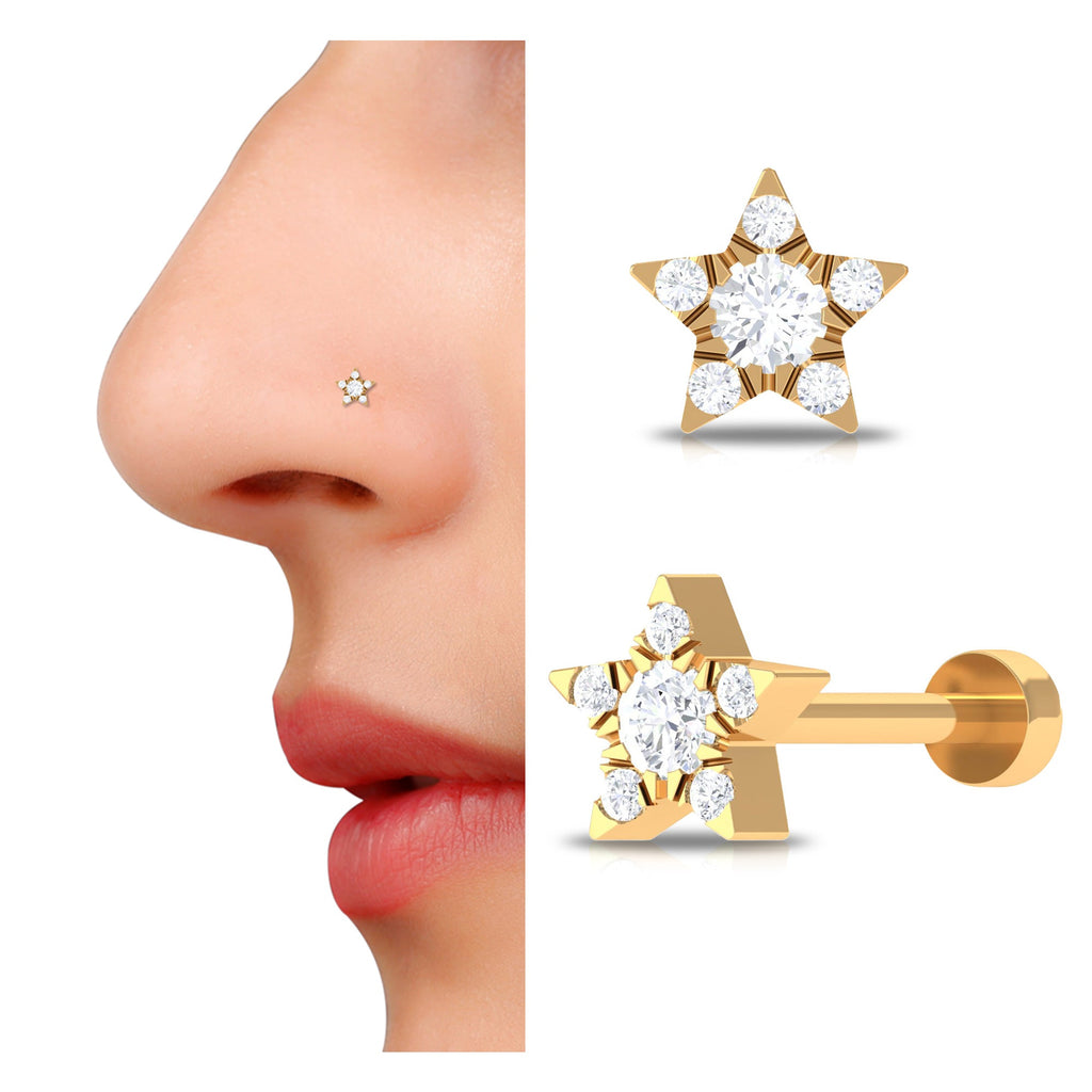 Genuine Diamond Star Nose Pin with Certificate
