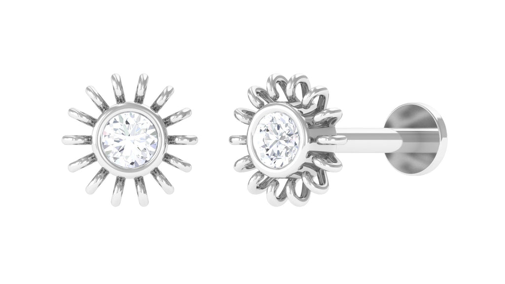 Dainty Round Diamond Sunburst Nose Pin