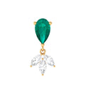 Certified Emerald and Diamond Drop Earring for Helix Piercing