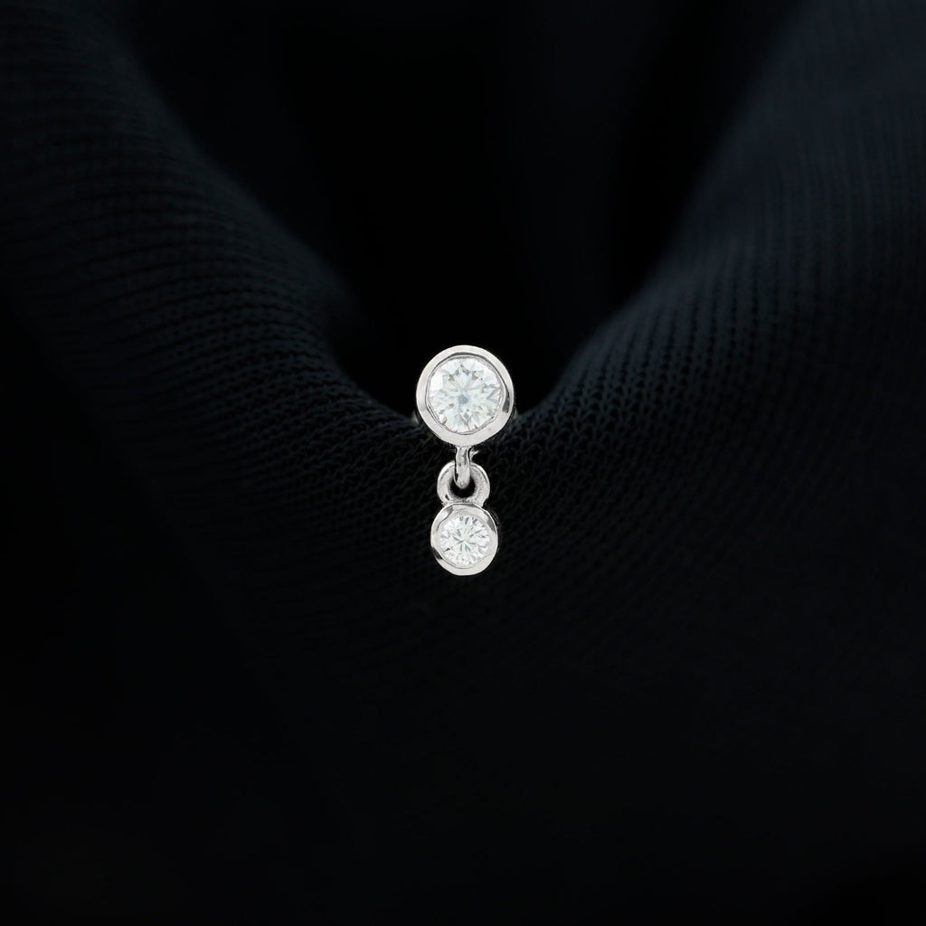 Bezel Set Round Moissanite Helix Drop Earring