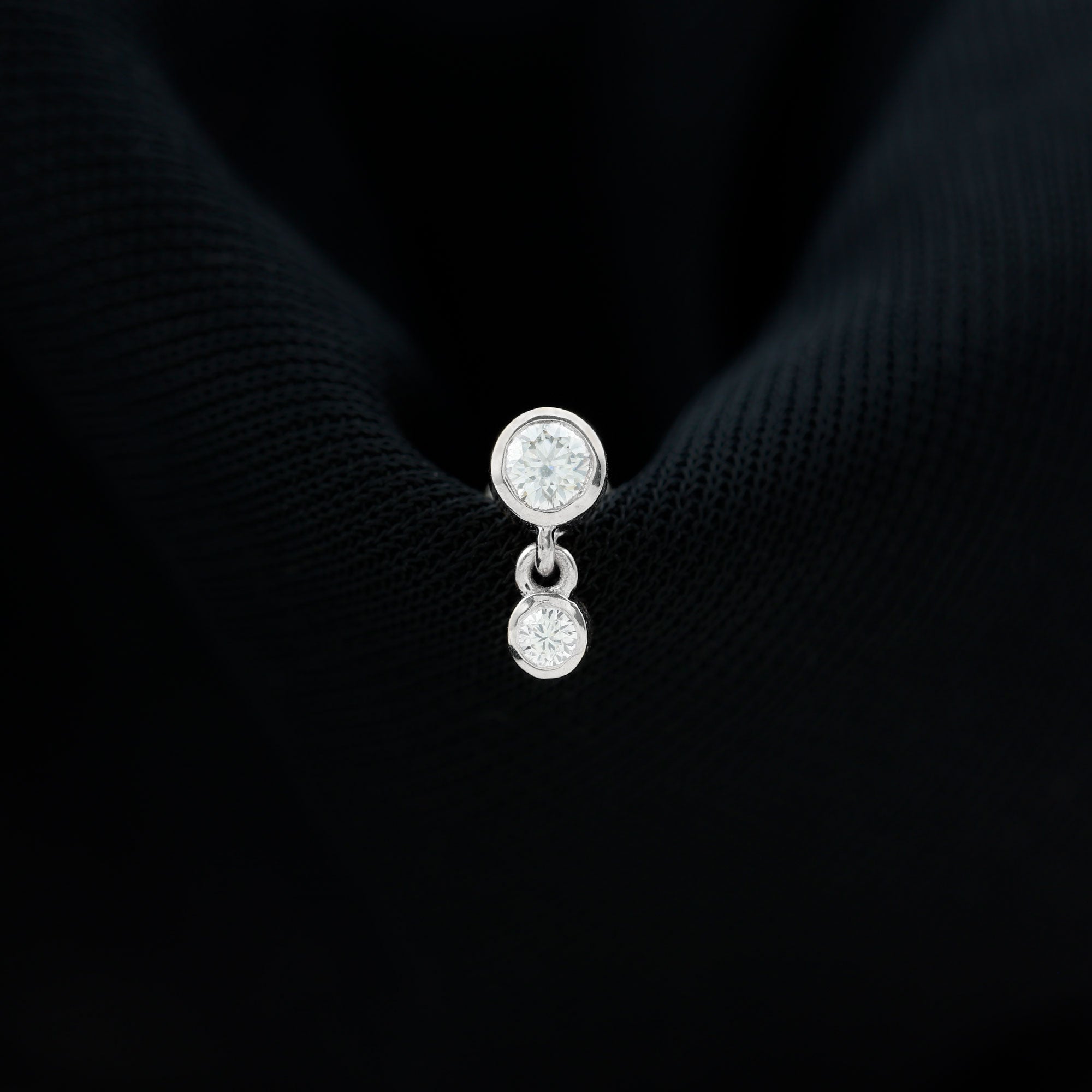 Bezel Set Round Moissanite Helix Drop Earring