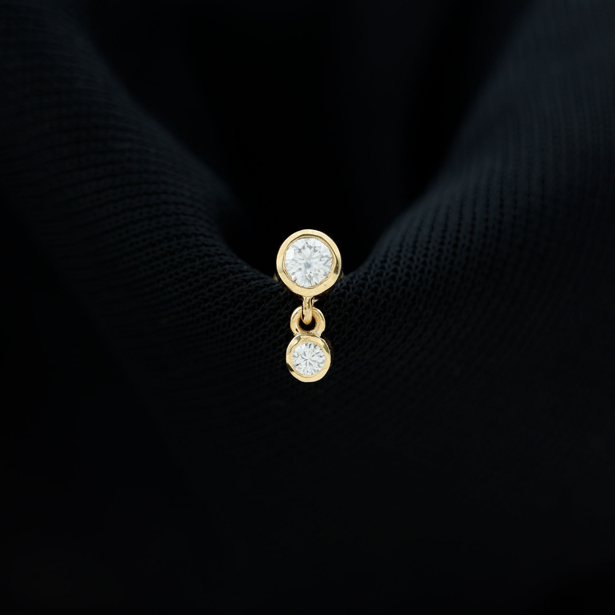 Bezel Set Round Moissanite Helix Drop Earring