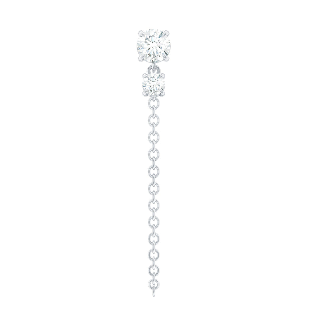 Round Moissanite Chain Drop Earring for Cartilage Piercing