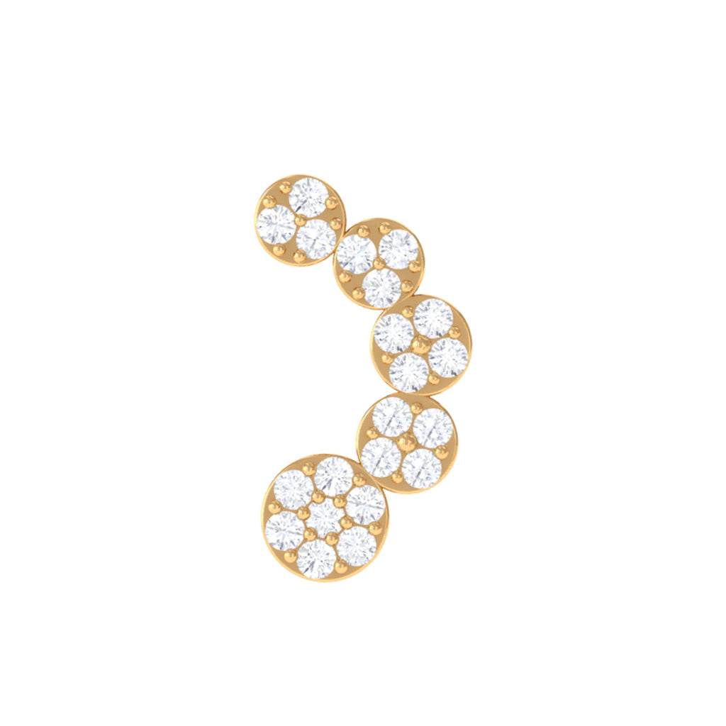 Genuine Diamond Curved Crawler Earring for Helix Piercing