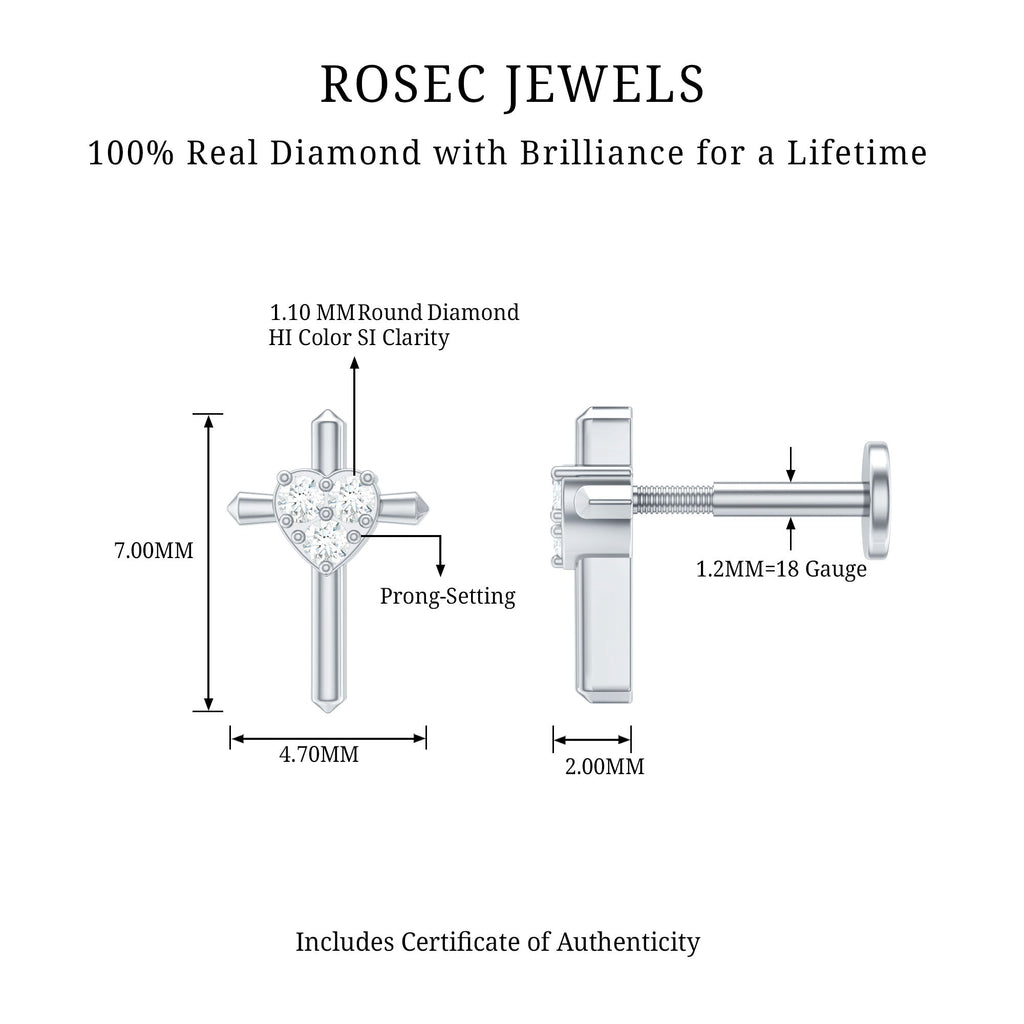 Round Natural Diamond Cross Helix Earring