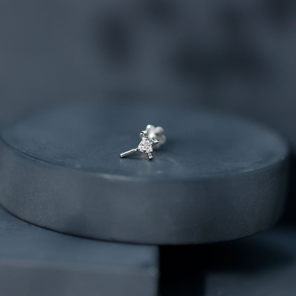 Round Natural Diamond Cross Helix Earring