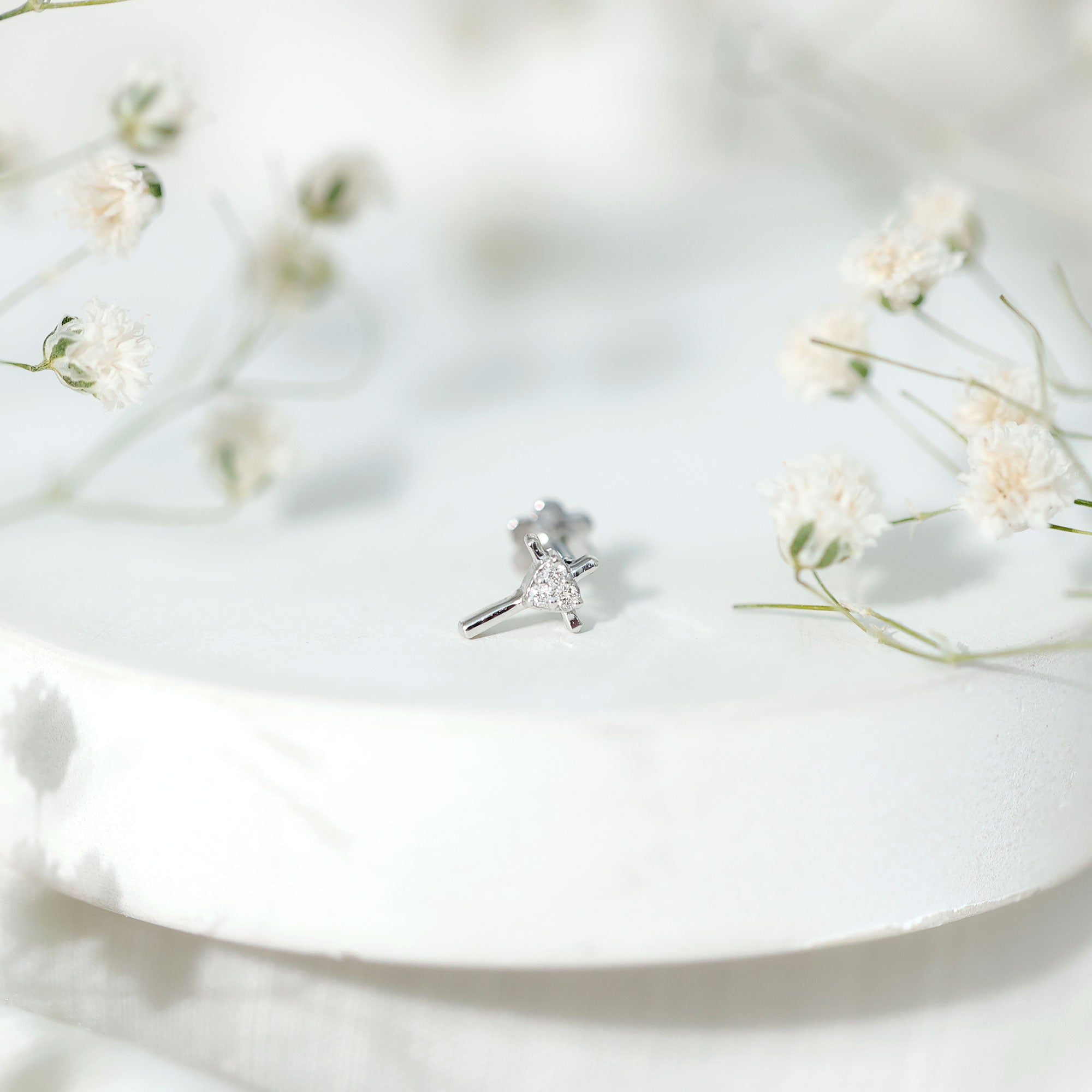 Round Natural Diamond Cross Helix Earring