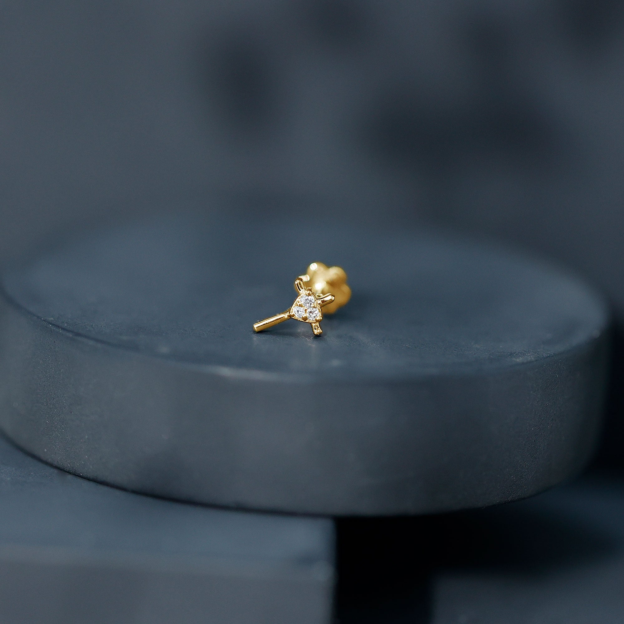 Round Natural Diamond Cross Helix Earring