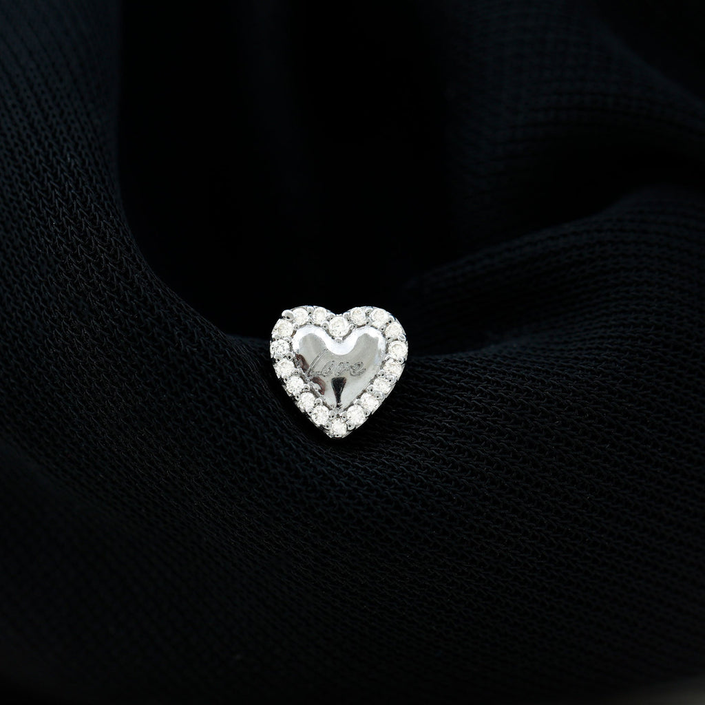 Certified Moissanite Love Heart Earring for Helix Piercing