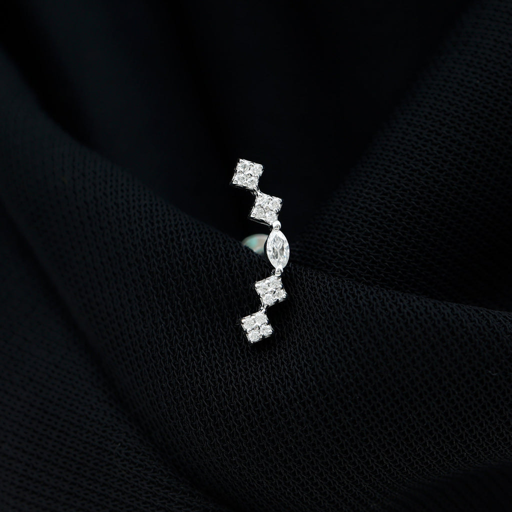 Certified Moissanite Curved Helix Piercing Earring