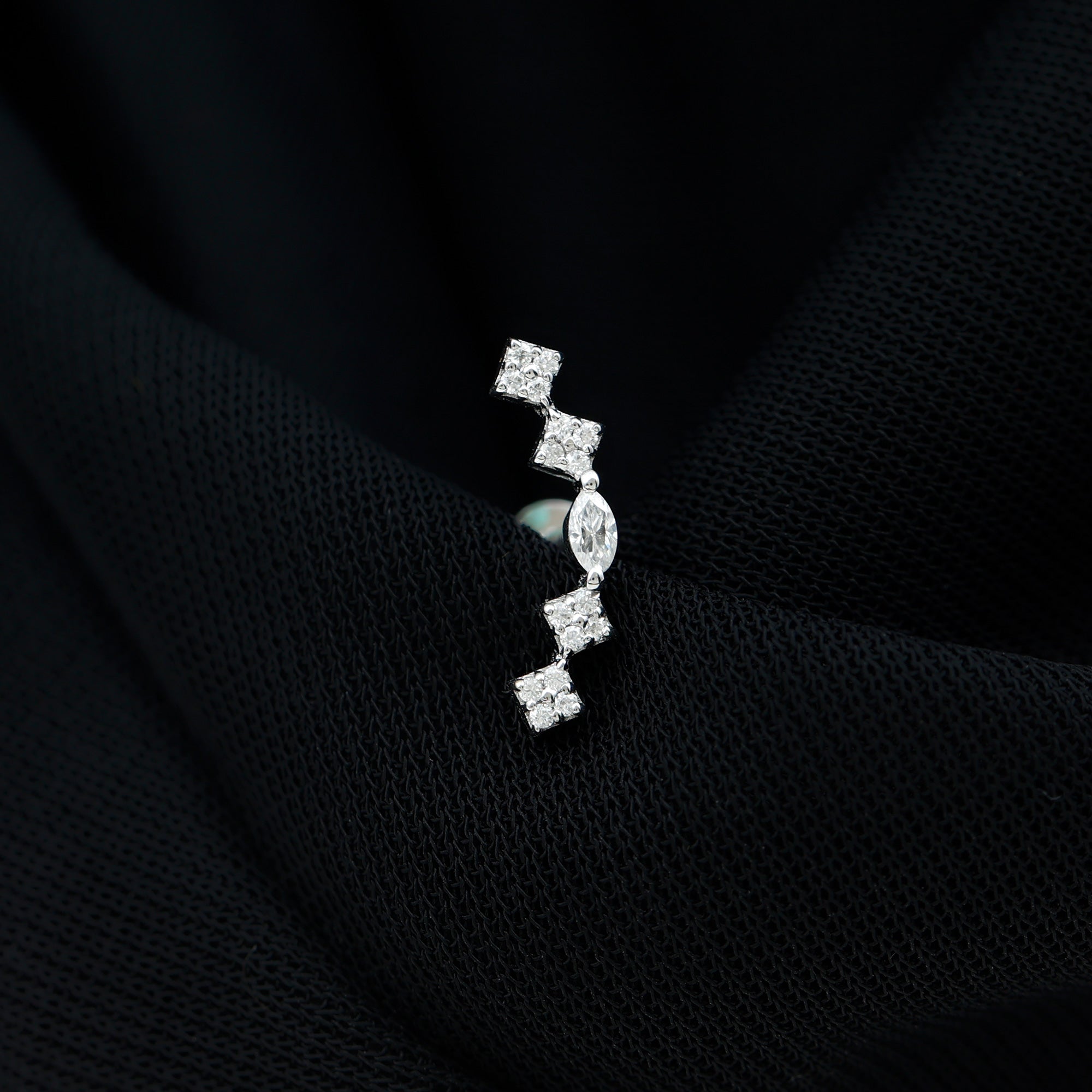 Certified Moissanite Curved Helix Piercing Earring