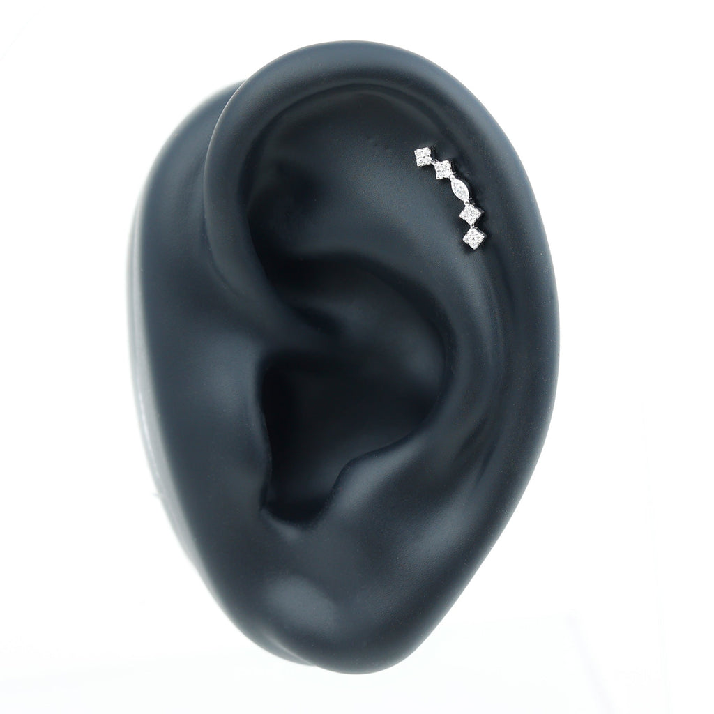 Certified Moissanite Curved Helix Piercing Earring