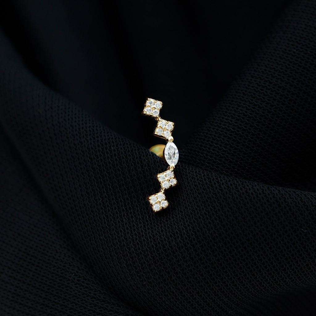 Certified Moissanite Curved Helix Piercing Earring