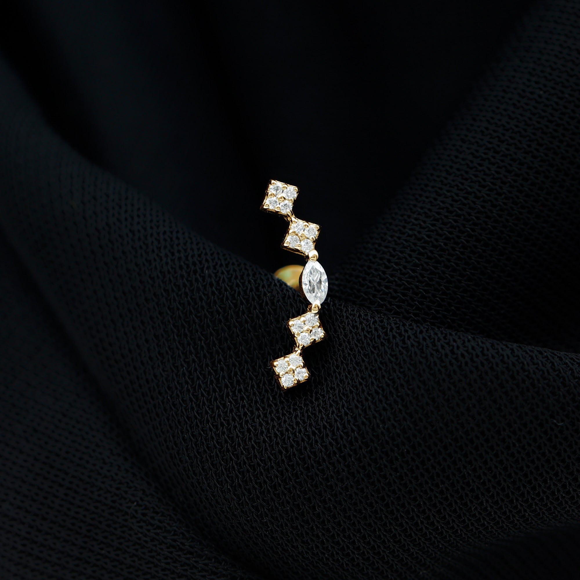 Certified Moissanite Curved Helix Piercing Earring