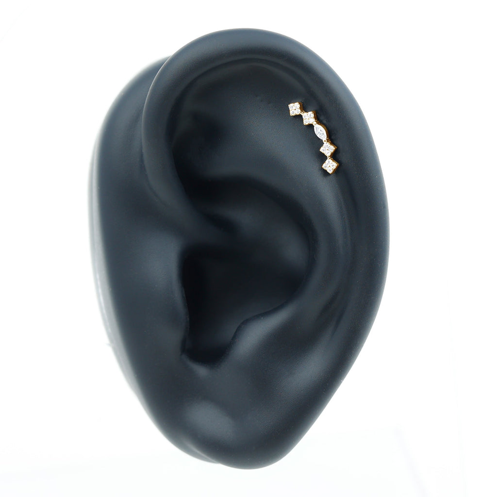 Certified Moissanite Curved Helix Piercing Earring