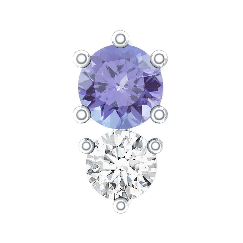 Round Cut Tanzanite Diamond Two Stone Conch Earring