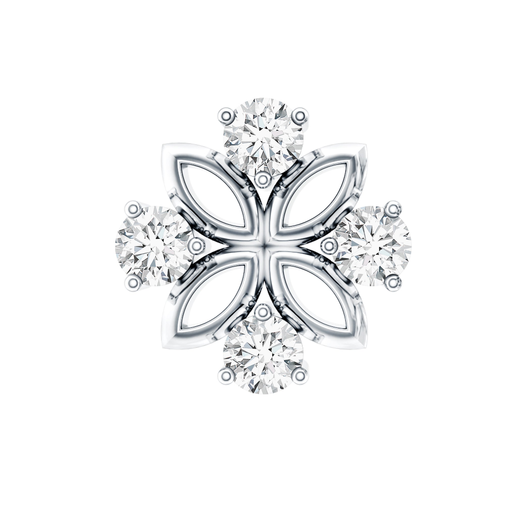 Round Moissanite Flower Earring for Cartilage Piercing