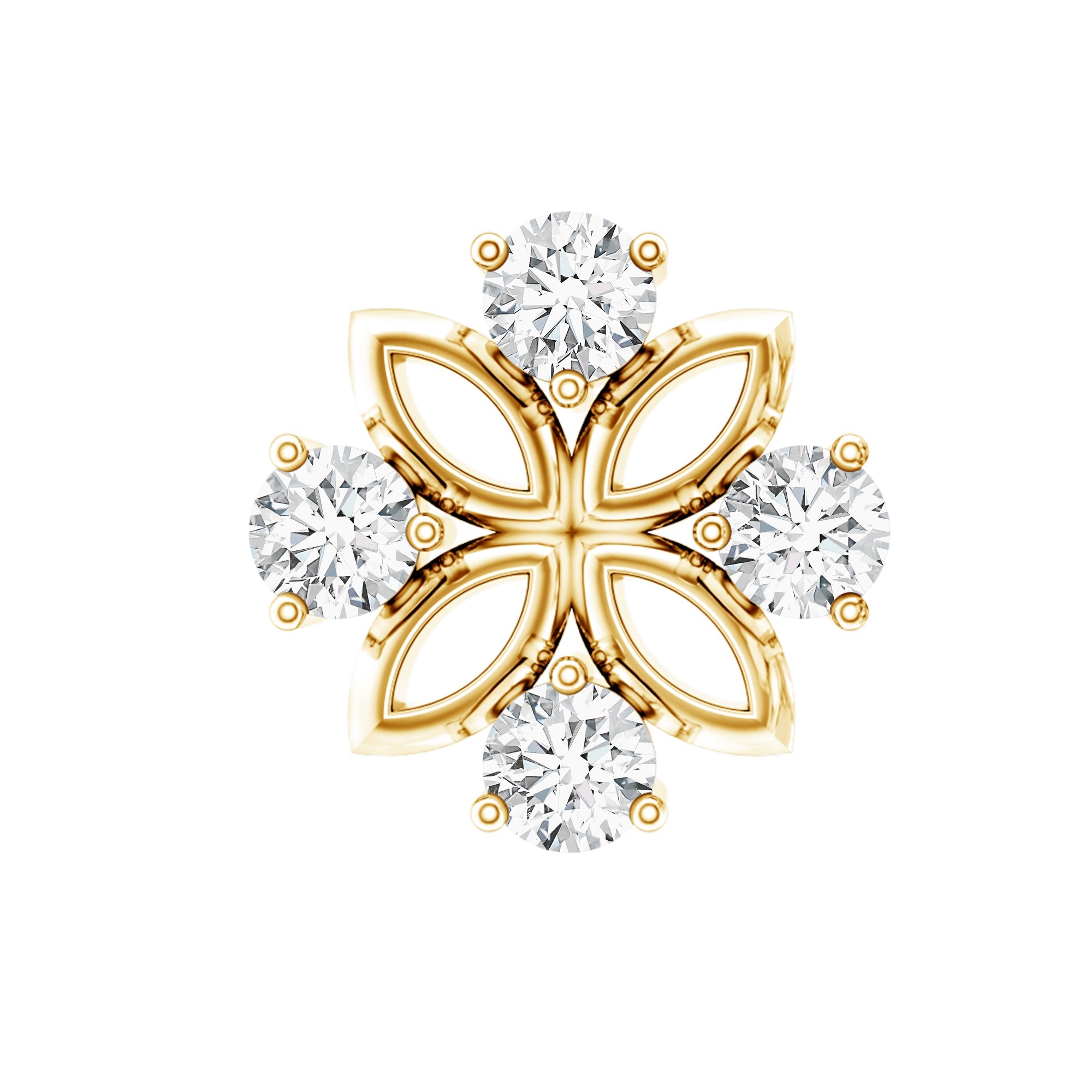 Round Moissanite Flower Earring for Cartilage Piercing