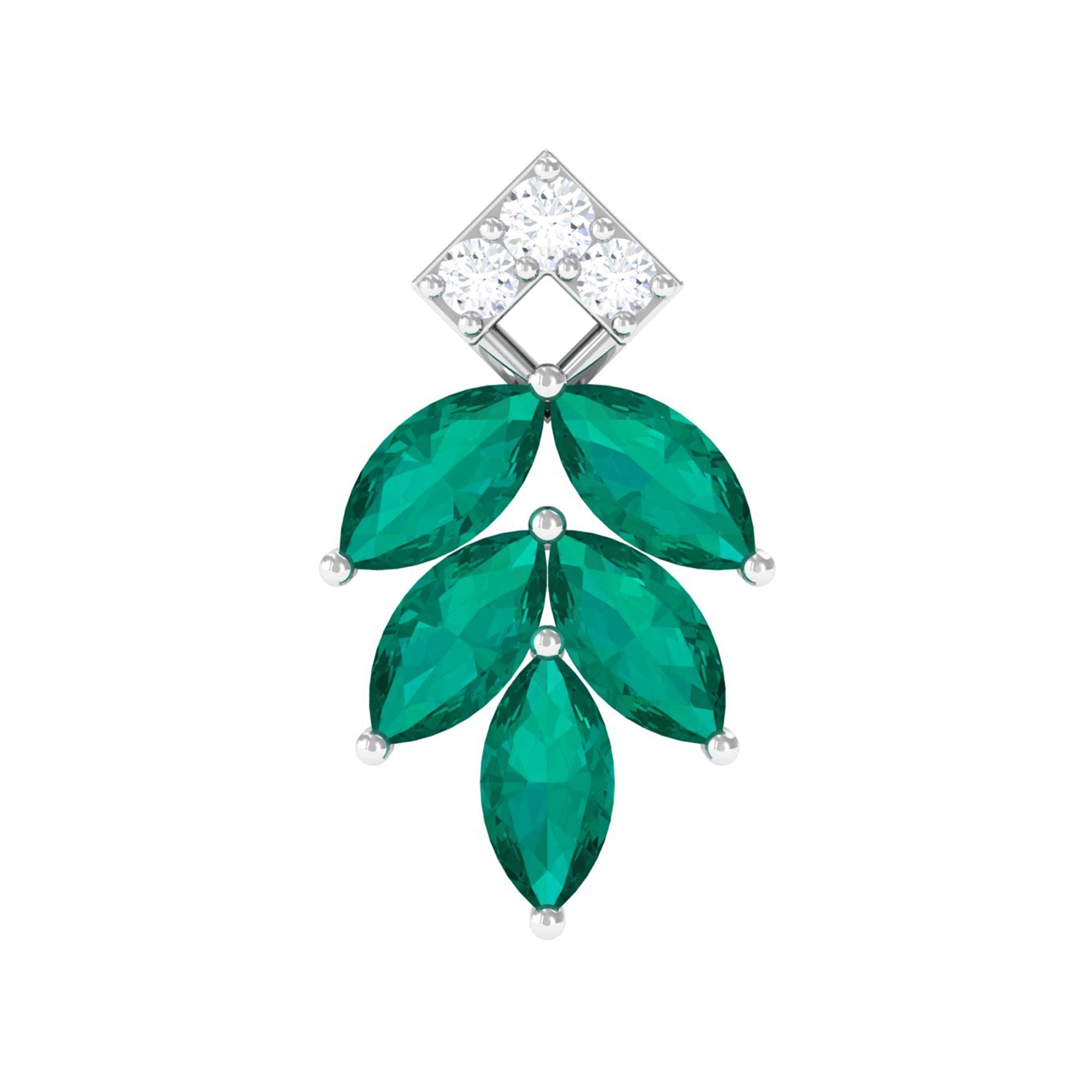 Real Emerald and Diamond Leaf Cartilage Earring