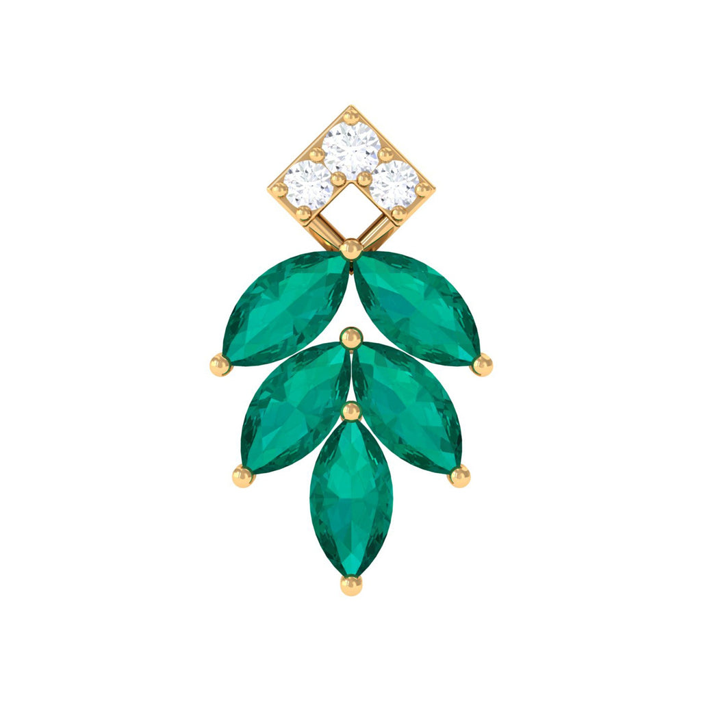 Real Emerald and Diamond Leaf Cartilage Earring