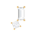 Baguette and Princess Cut Moissanite 2 Stone Helix Earring