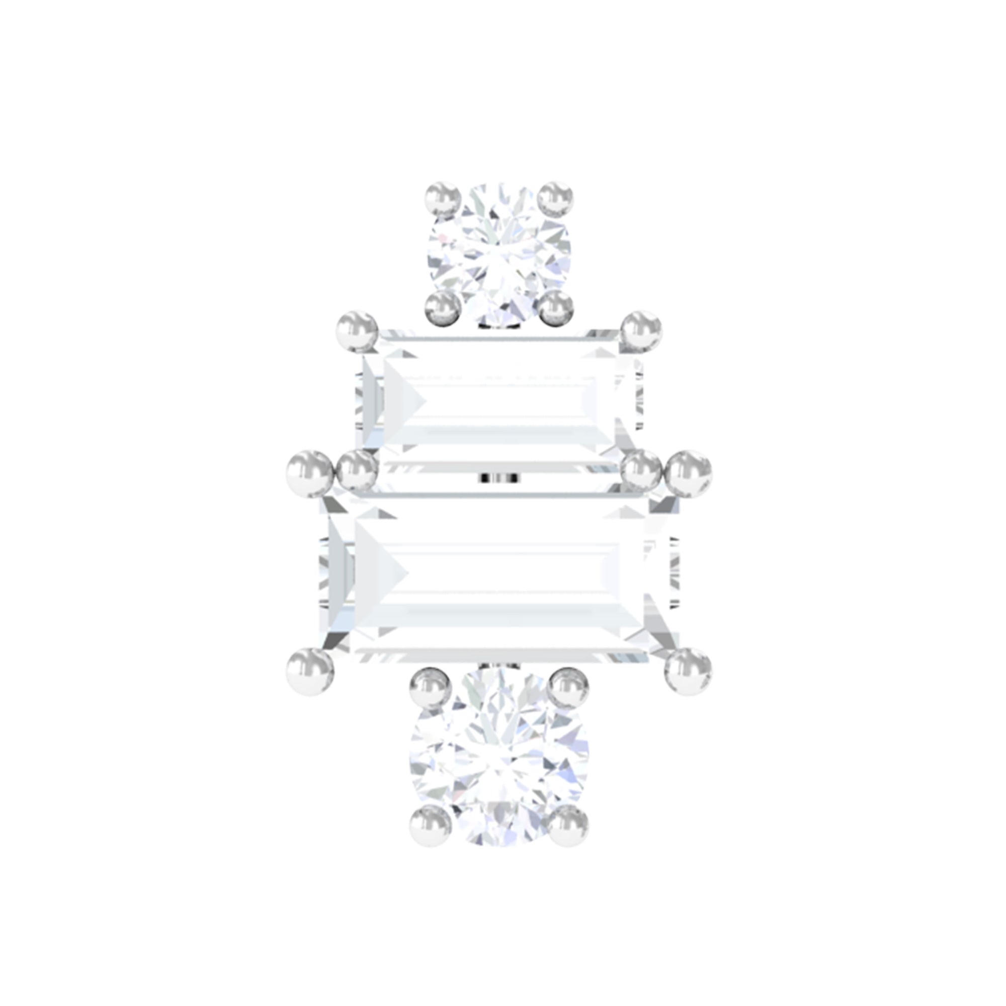 Baguette and Round Moissanite Designer Earring for Helix Piercing
