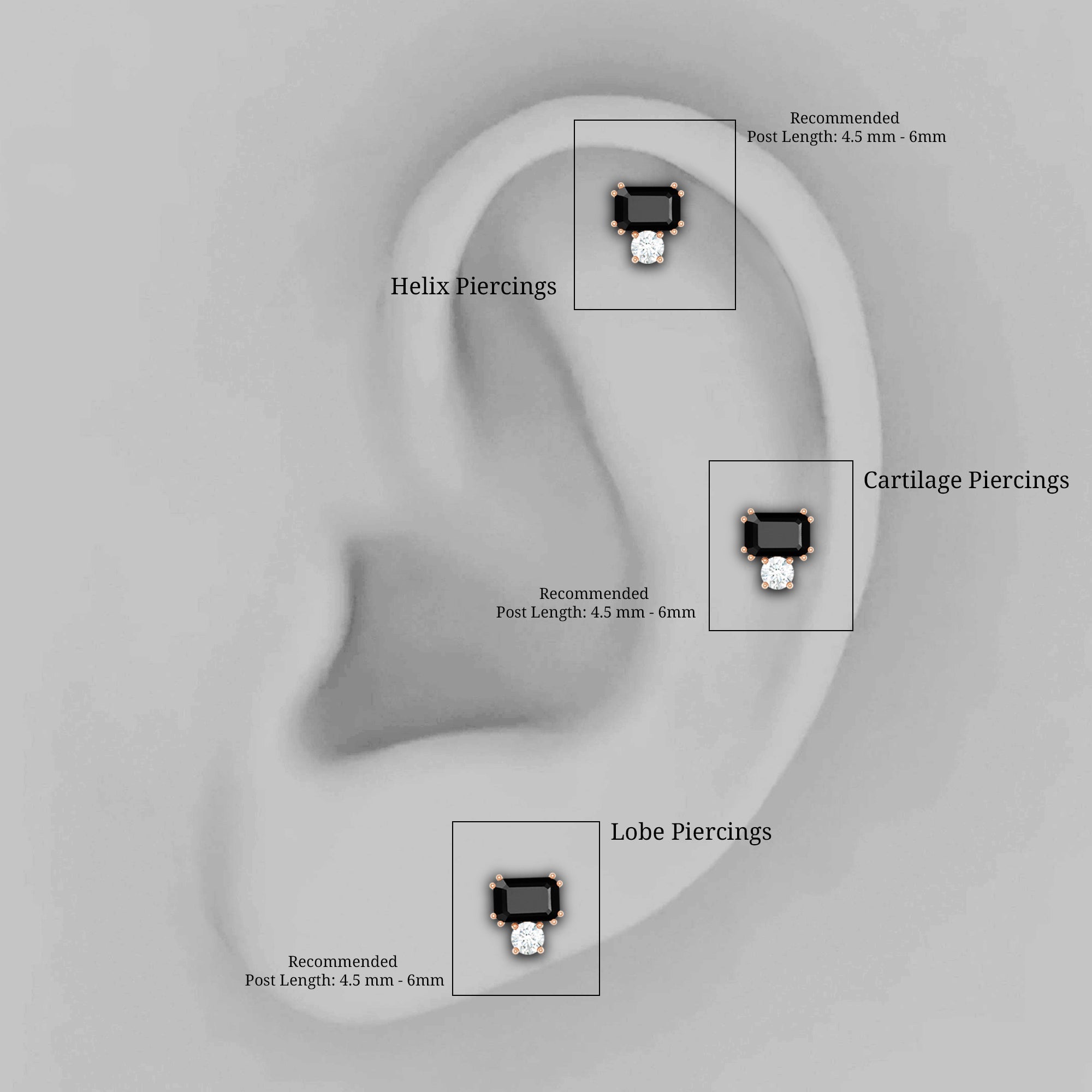 Lab Grown Black and White Diamond Helix Piercing Earring