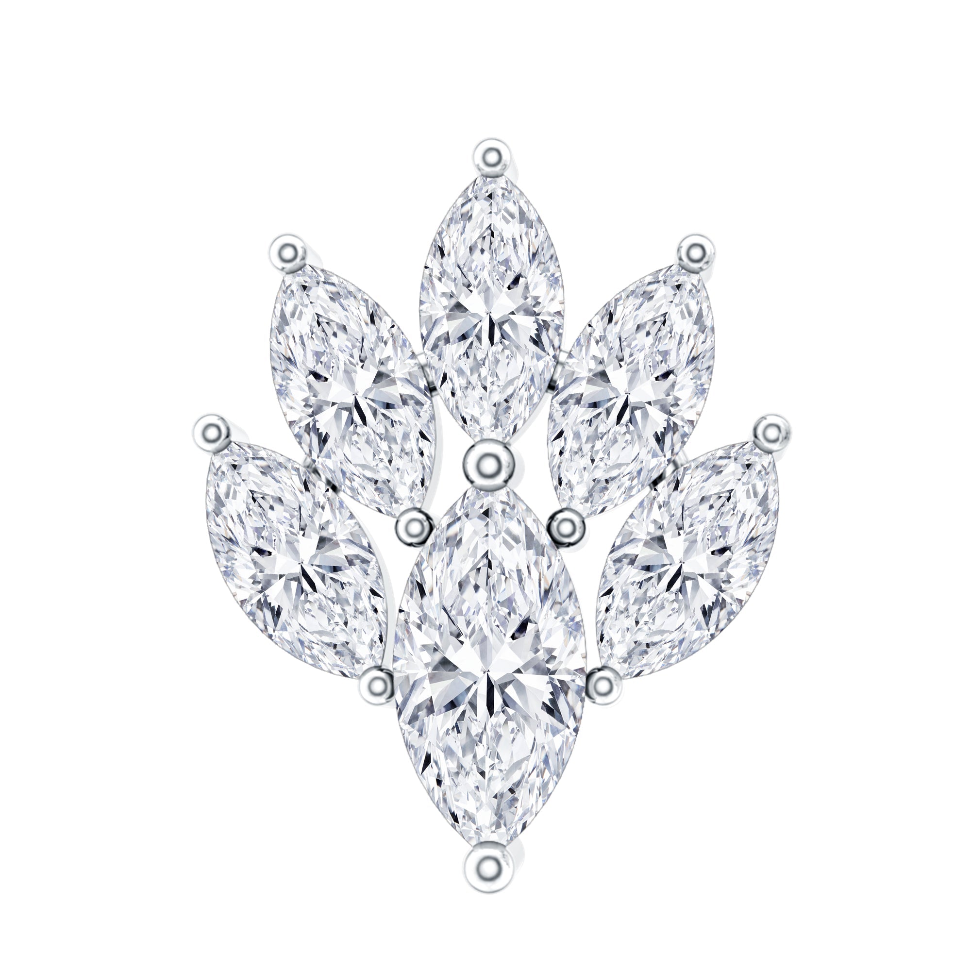 Marquise Moissanite Cluster Leaf Earring for Cartilage Piercing