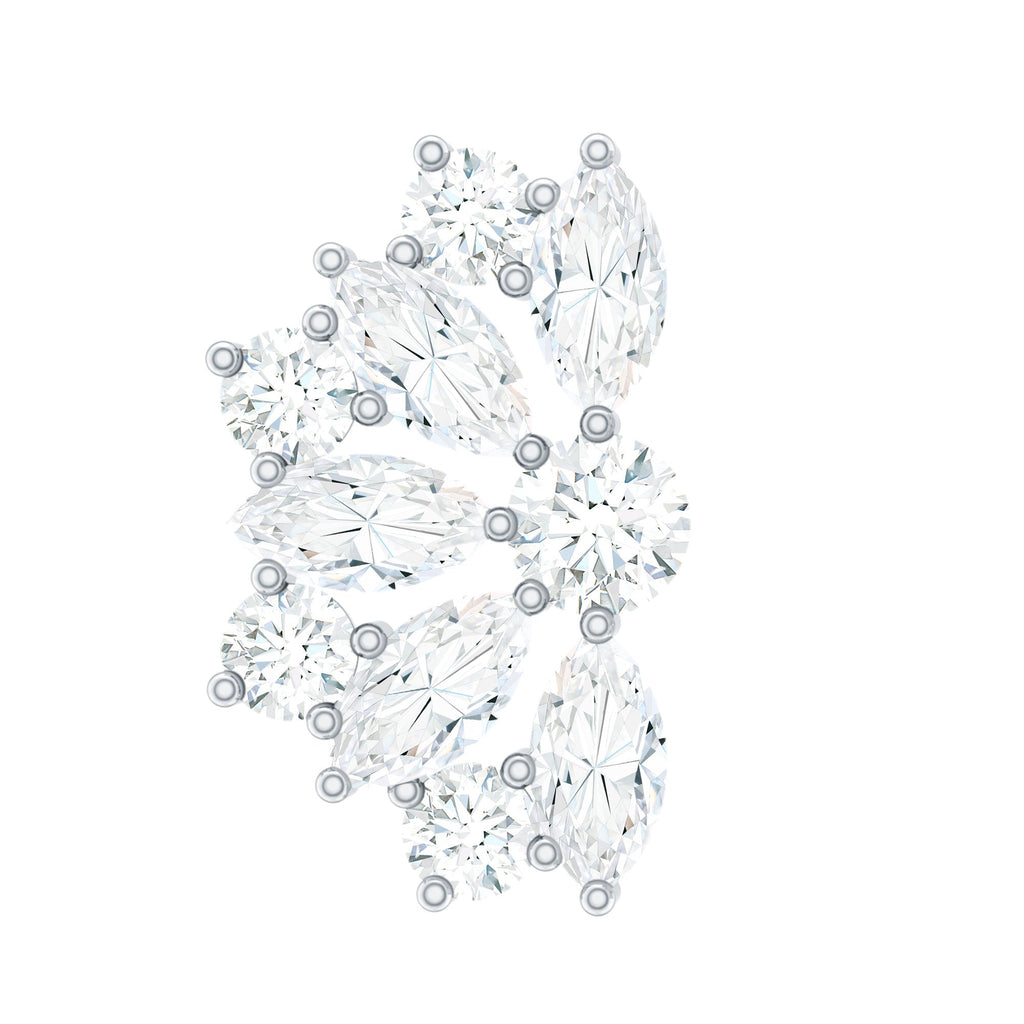 Natural Marquise and Round Diamond Floral Cartilage Earring