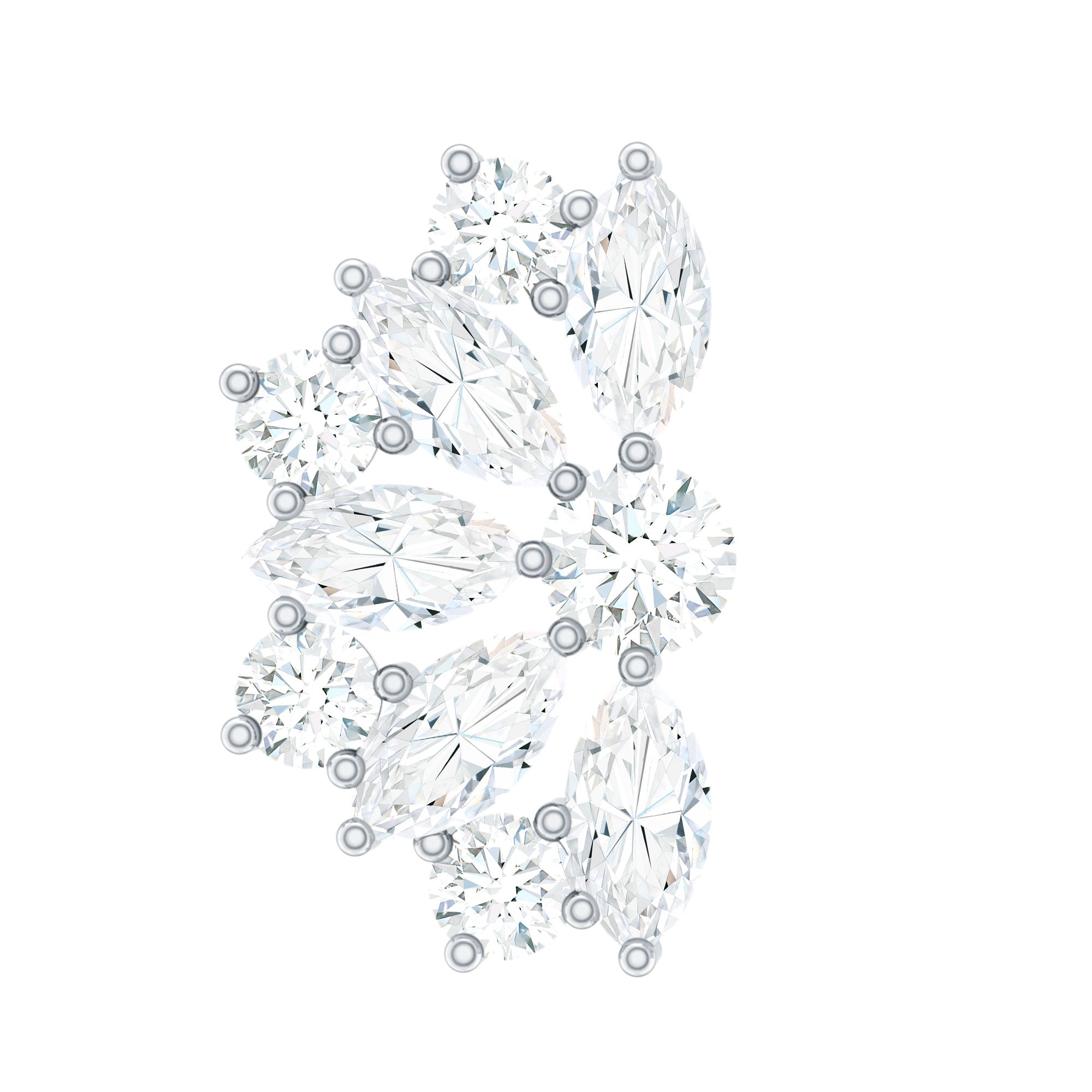 Natural Marquise and Round Diamond Floral Cartilage Earring