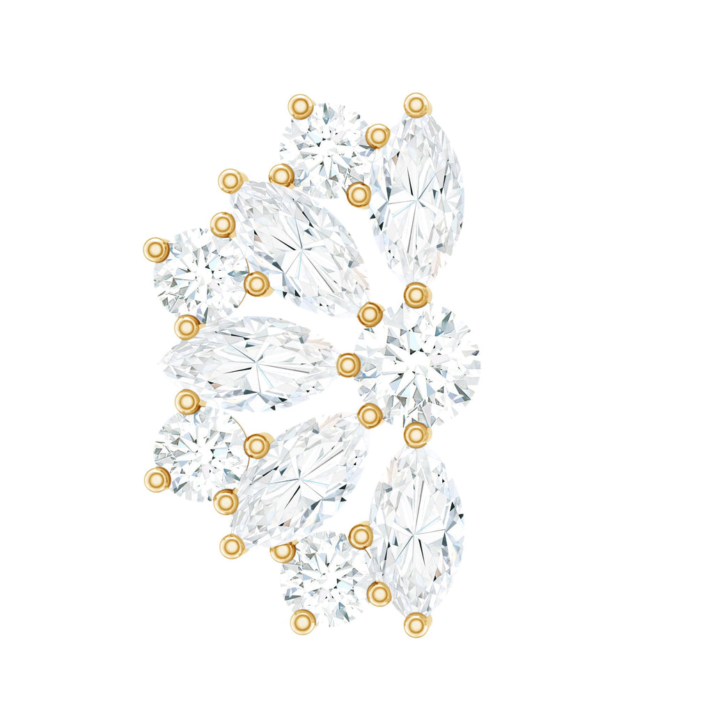 Natural Marquise and Round Diamond Floral Cartilage Earring