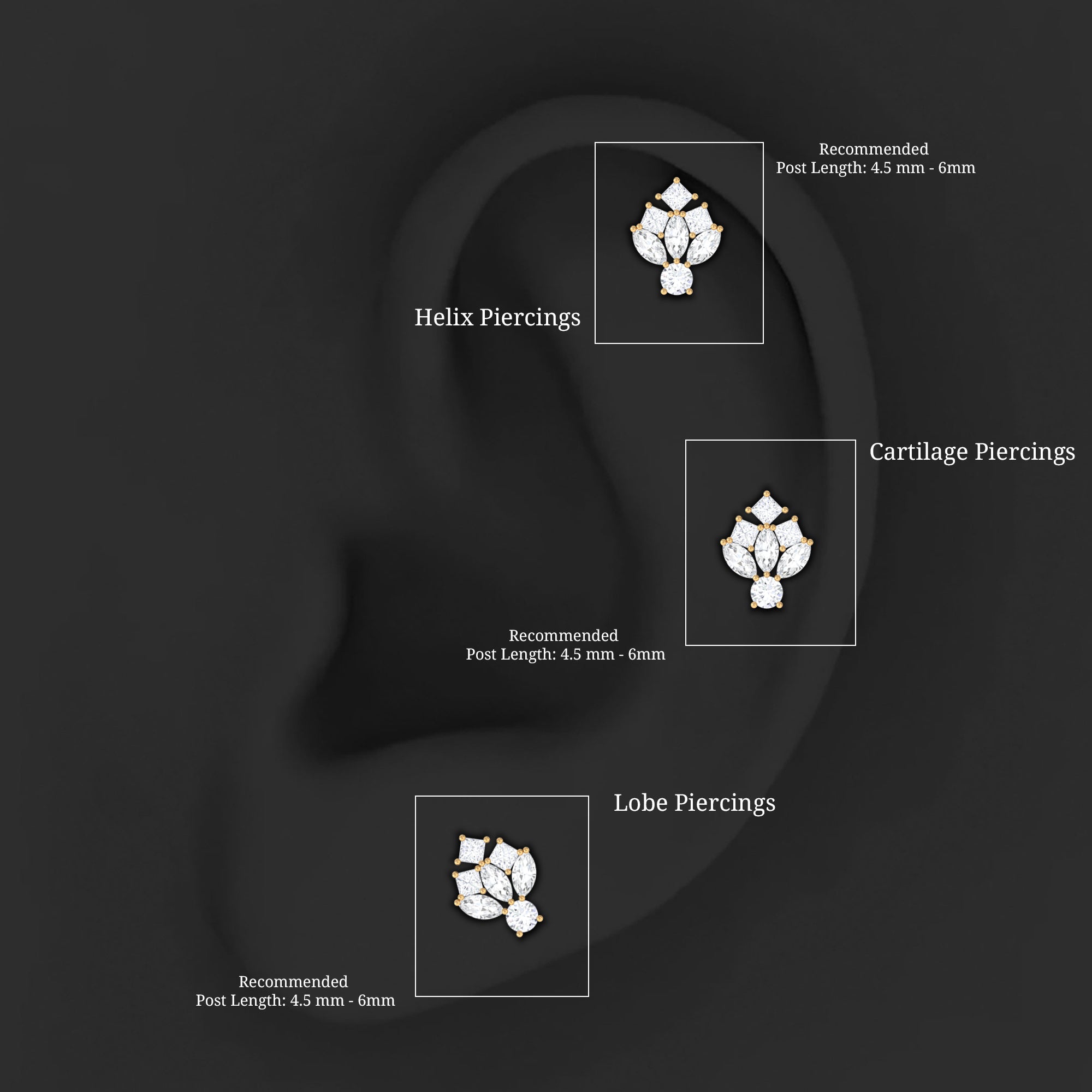 Real Diamond Designer Earring for Cartilage Piercing