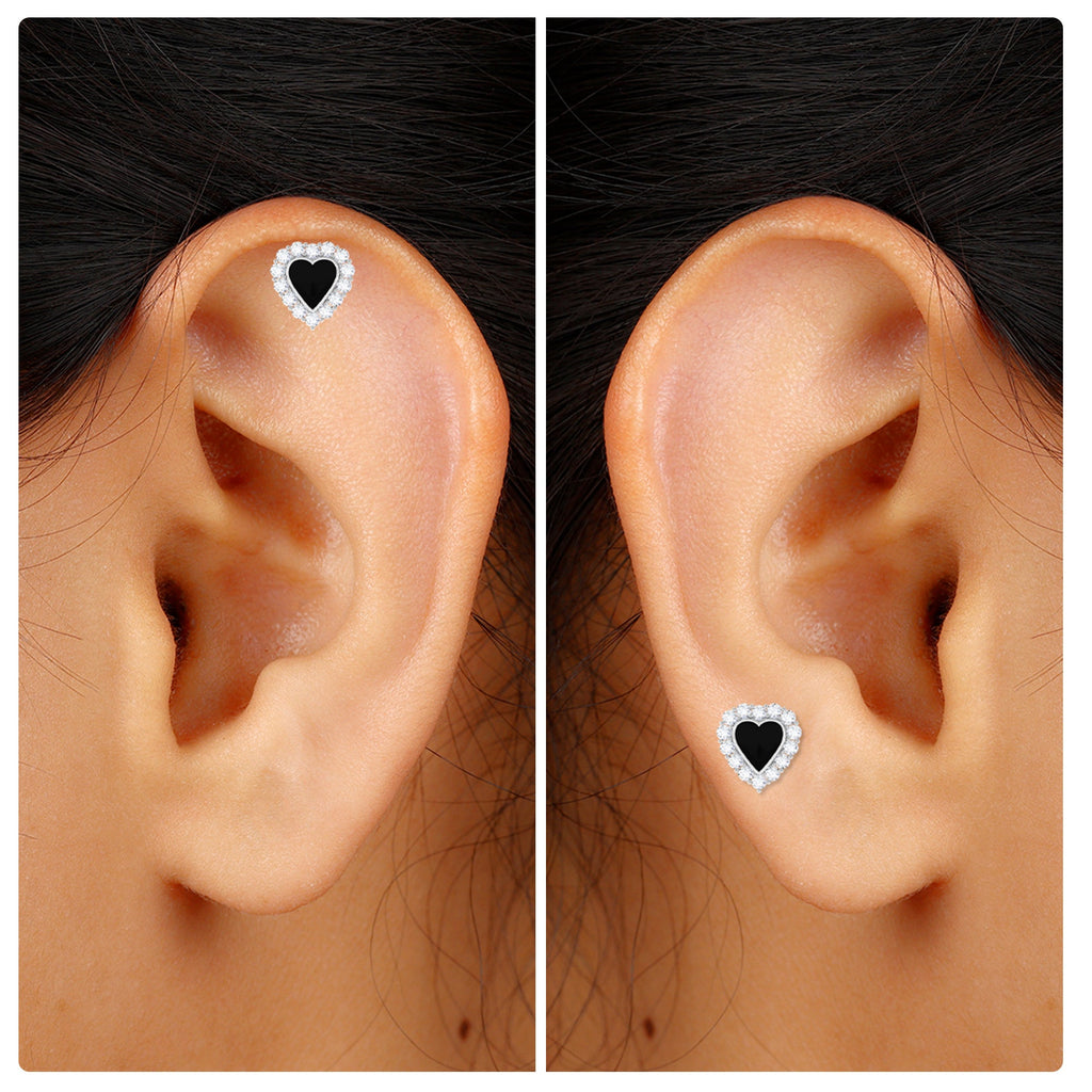 Moissanite Heart Shape Earring with Moissanite Halo