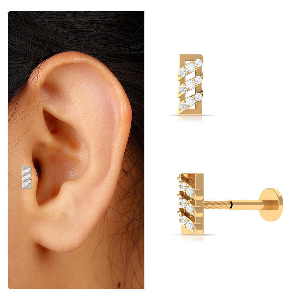 Minimalist Diamond Bar Earring for Tragus Piercing