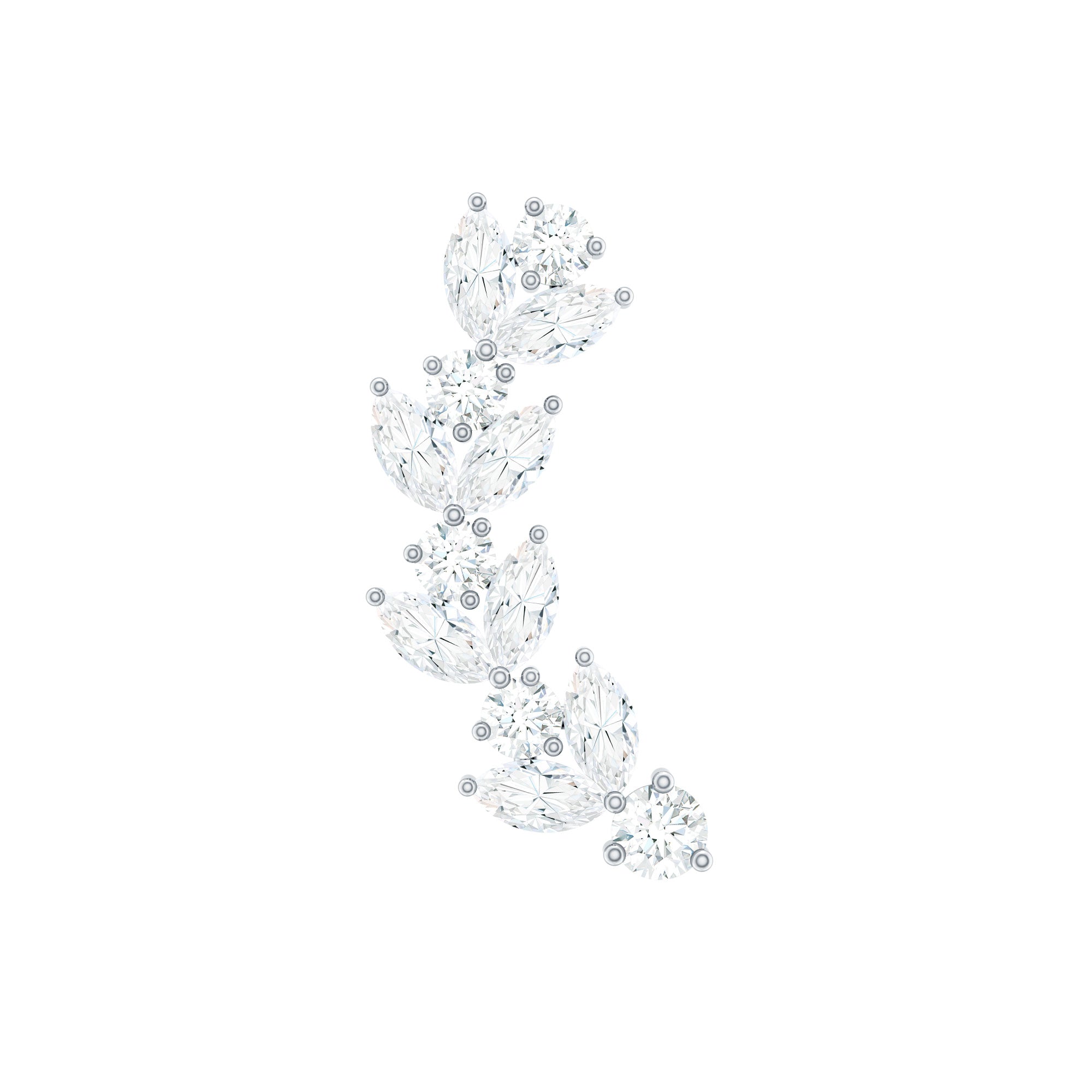 Marquise and Round Moissanite Leaf Helix Earring