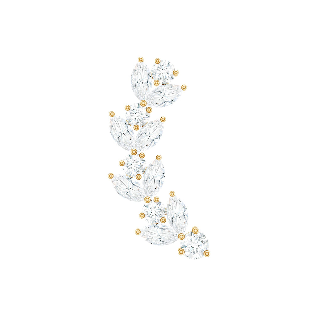 Marquise and Round Moissanite Leaf Helix Earring