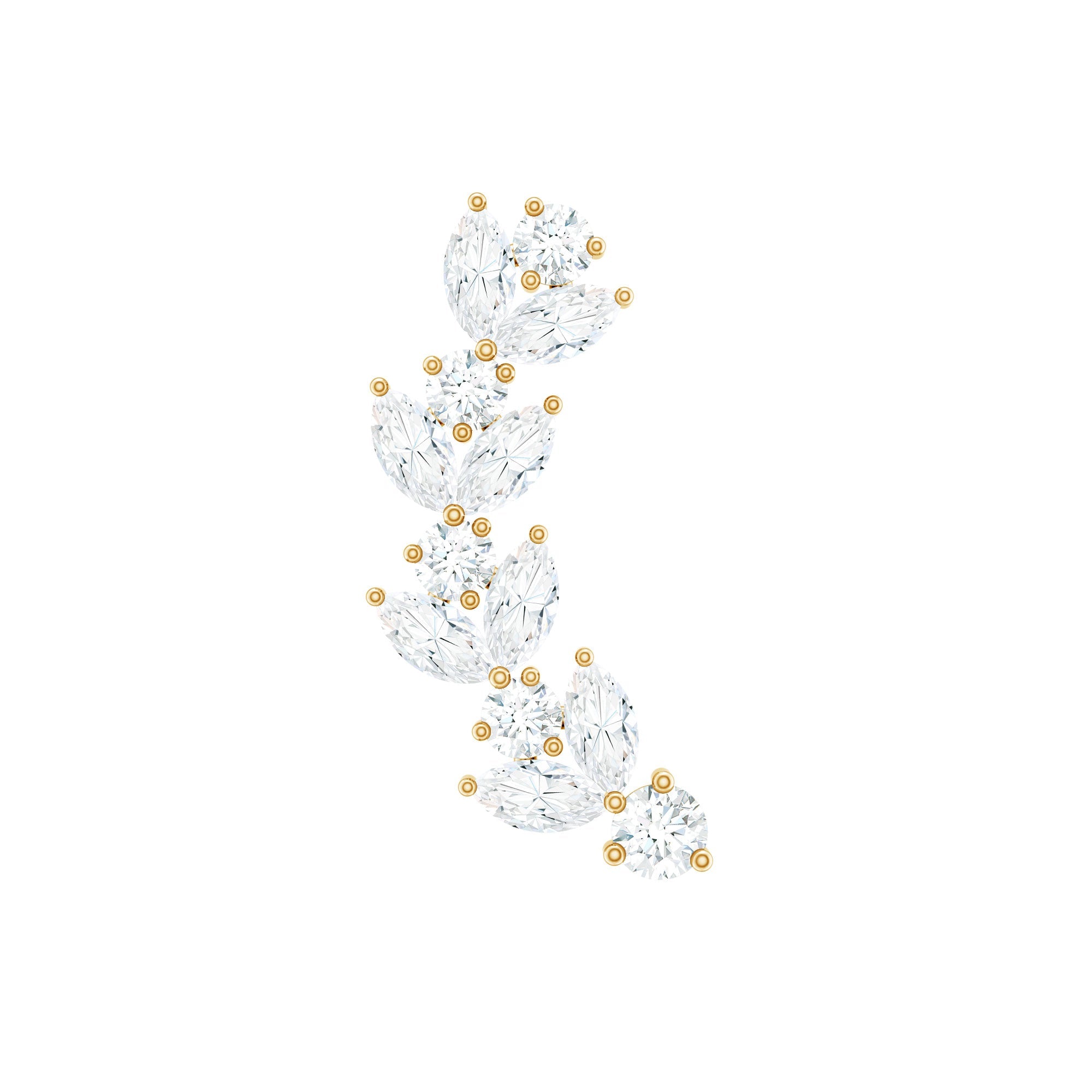 Marquise and Round Moissanite Leaf Helix Earring