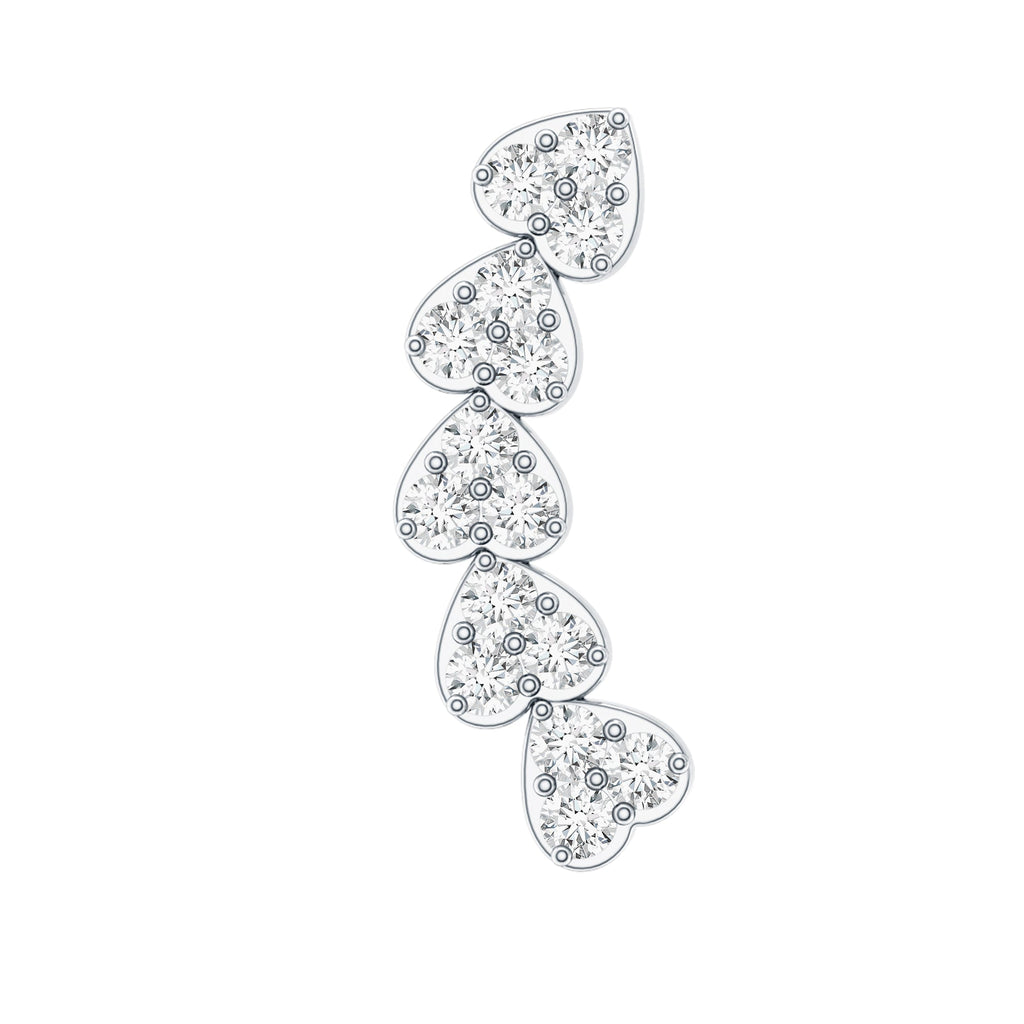 Certified Moissanite Heart Curved Crawler Earring