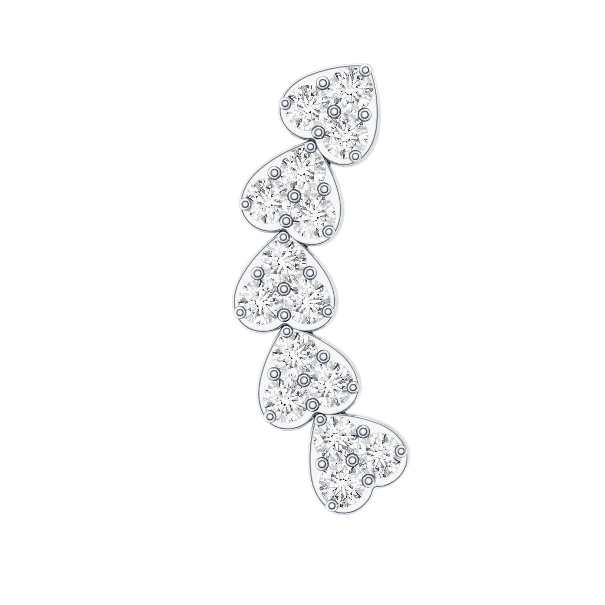 Certified Moissanite Heart Curved Crawler Earring